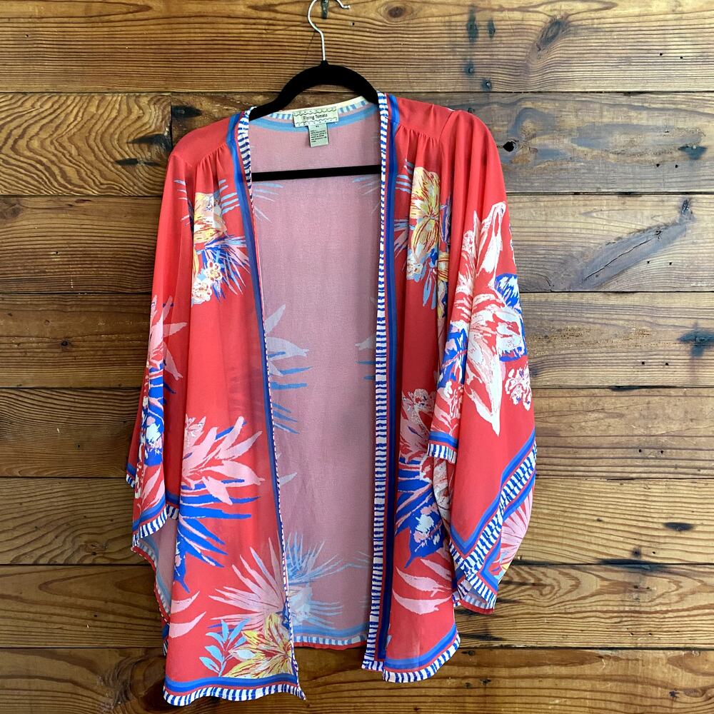 Flying Tomato Coral Floral Print Kimono Style Cardigan Size XL
